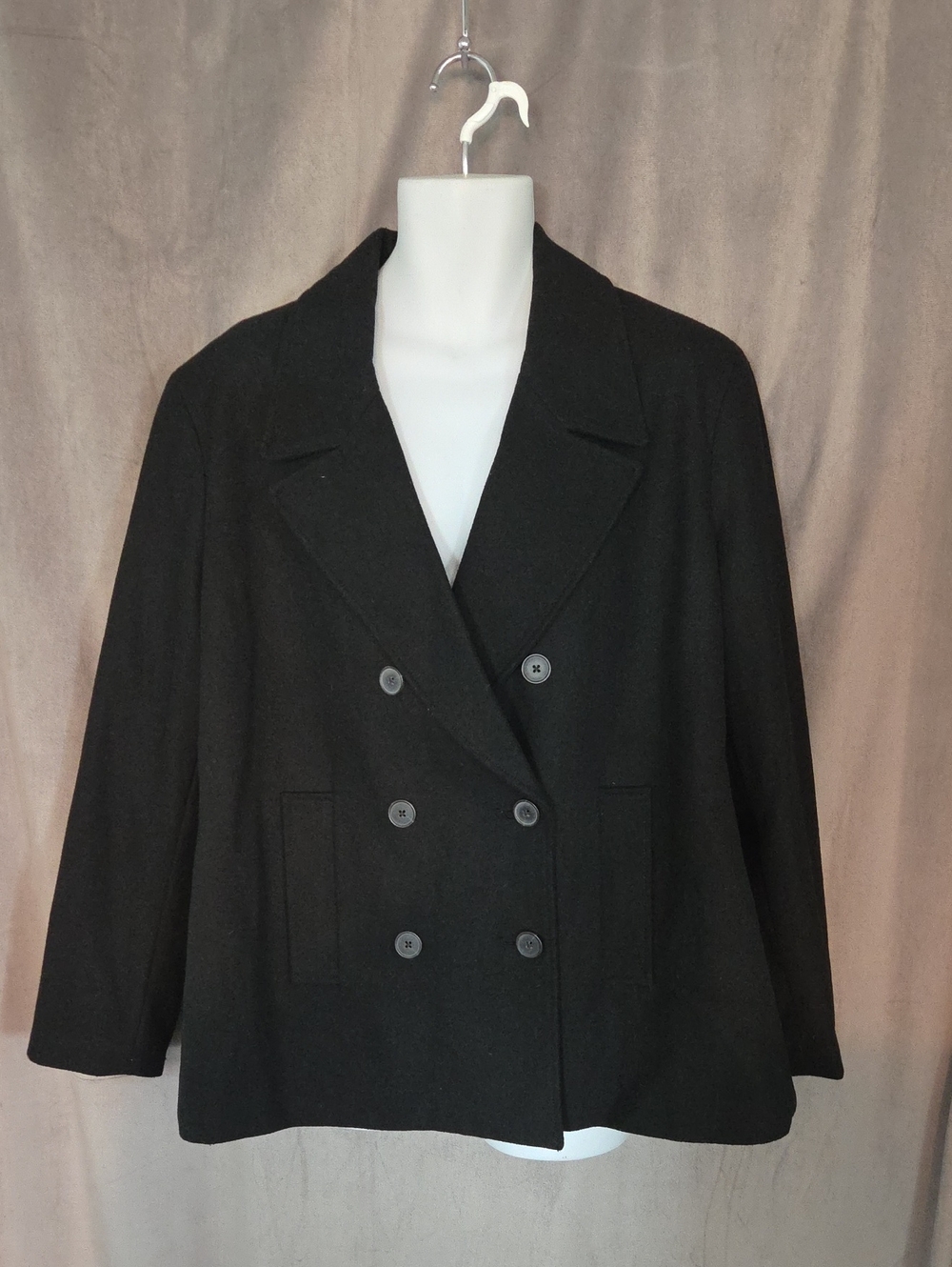 Old Navy XXL Black Double-Breasted Peacoat